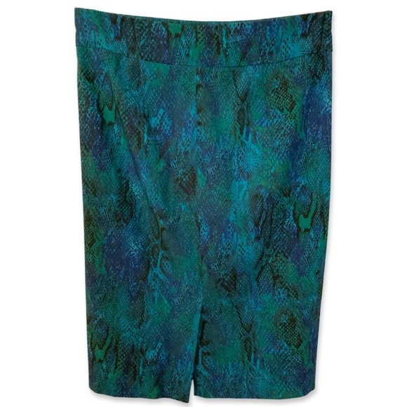 Penningtons Savvy Fit Pencil Knee Skirt Snake Skin Pullover Women 18 Blue - Picture 2 of 5